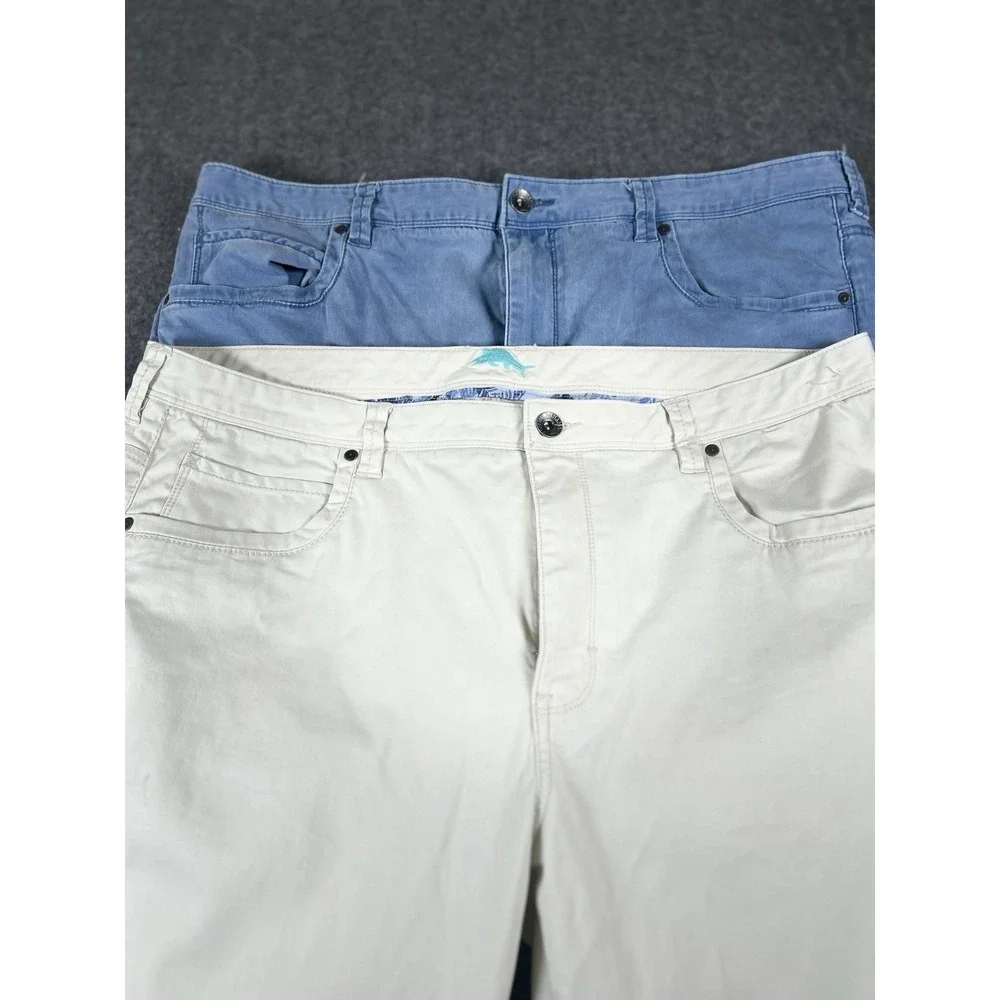 Tommy Bahama Mens Chino Pants 42x30 Whit Blue Stretch Comfort Island Lot Of‎ 2